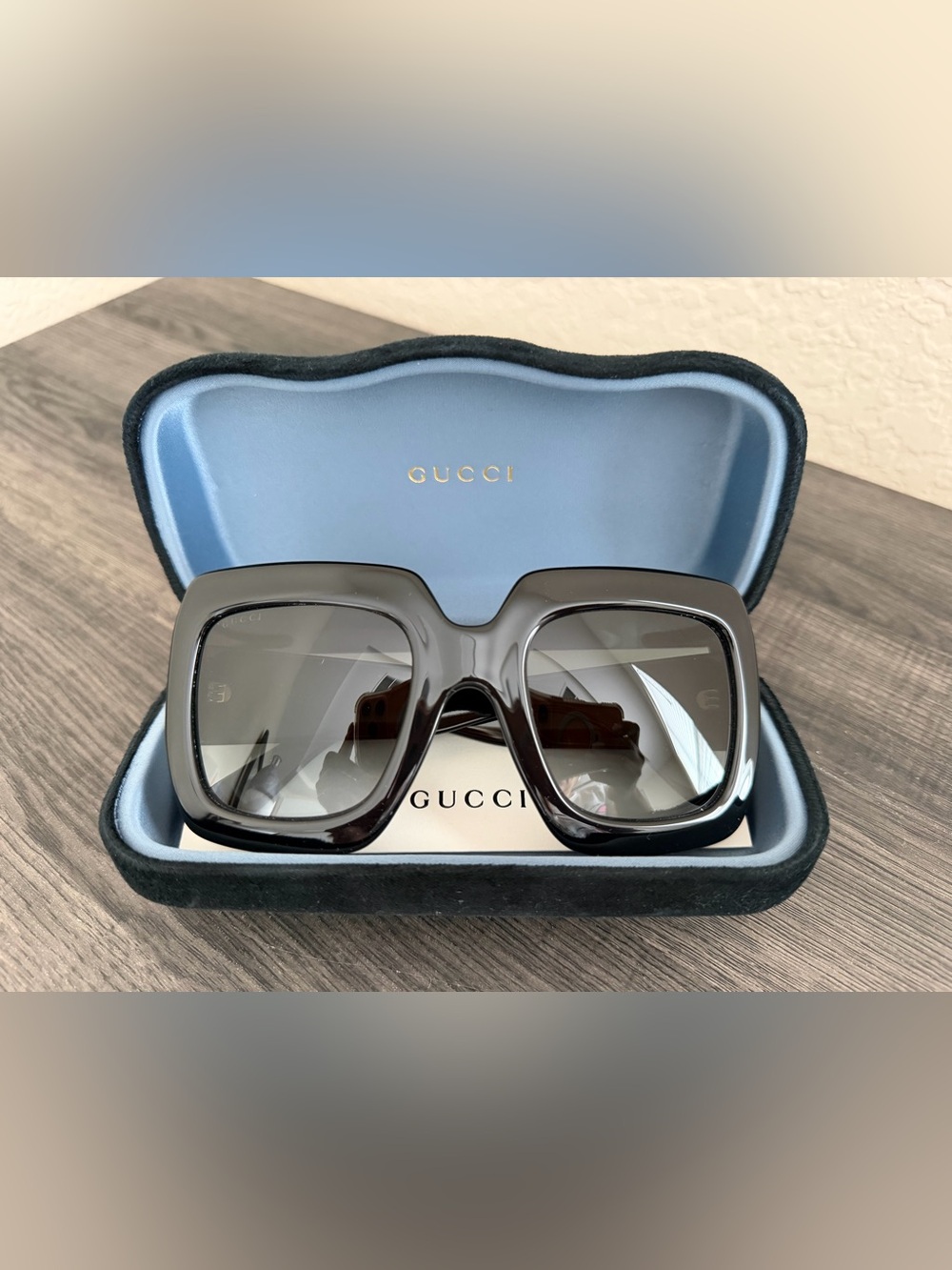 Authentic Gucci GG0053SN Oversized Black Square Sunglasses